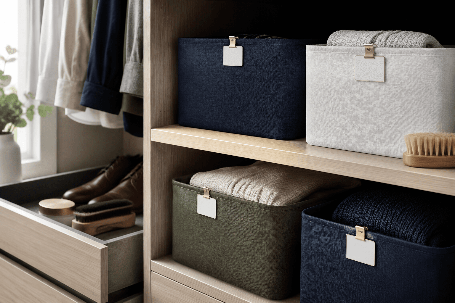 Closet Label Clips (30) — in use