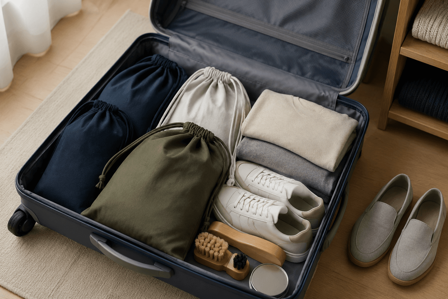 Travel Shoe Bags (6) — in use